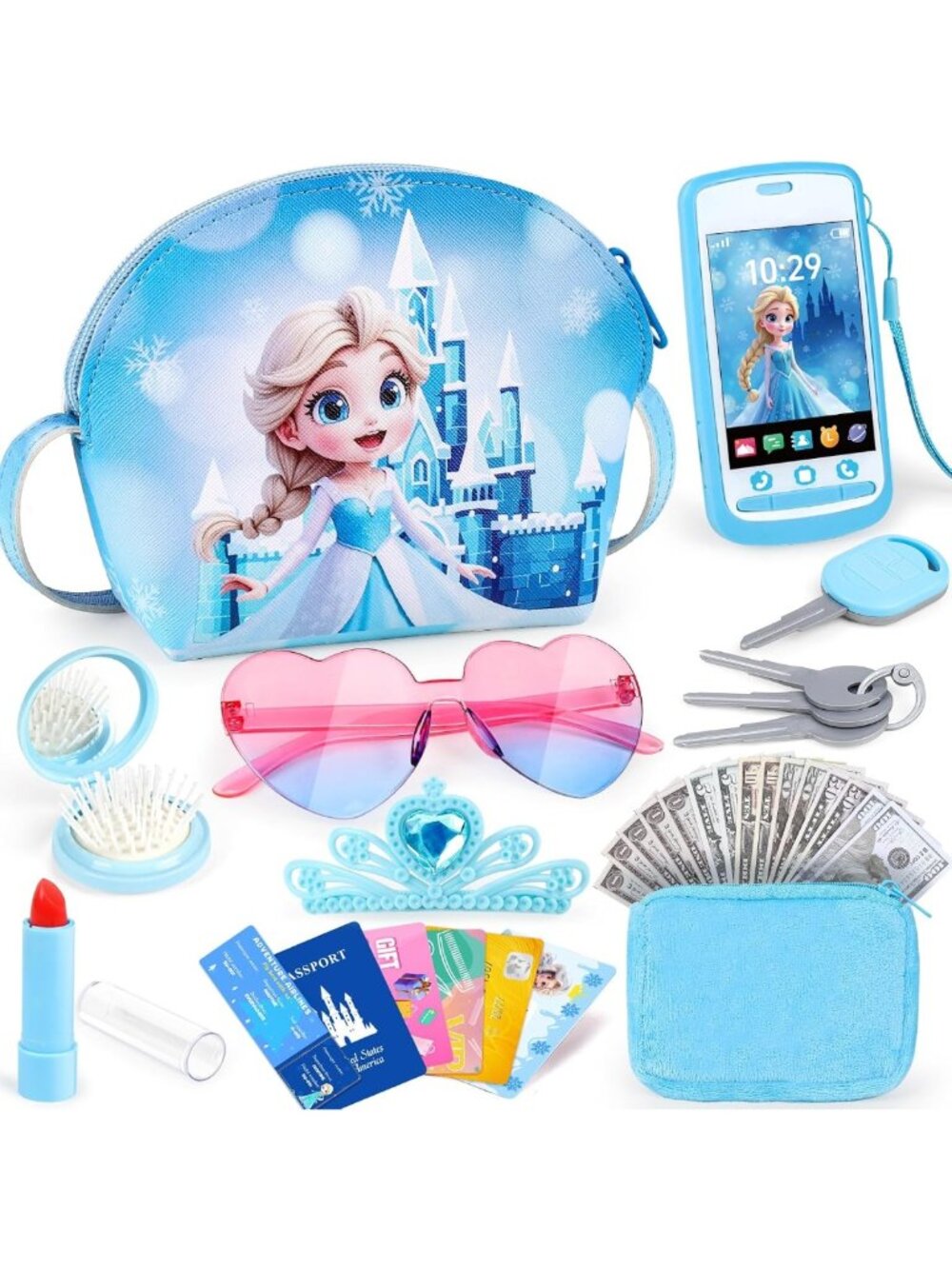 Play Purse Set with Phone & 30 Pretend Toys for Girls Ages 3-6 - Fun Role Play!